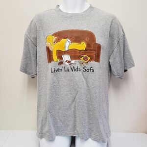 The Simpsons Mens Livin La Vida Sofa 2001 Homer Simpson Tshirt Size XL